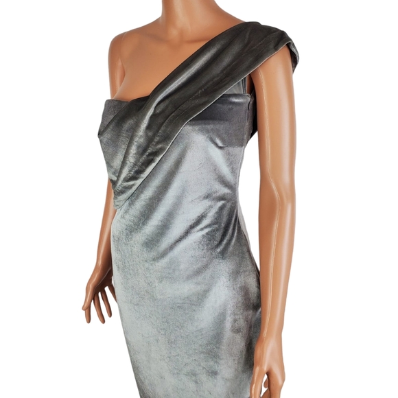 NWT Likely velvet pewter driggs strapless one shoulder midi dress gray size 4 - Picture 11 of 16